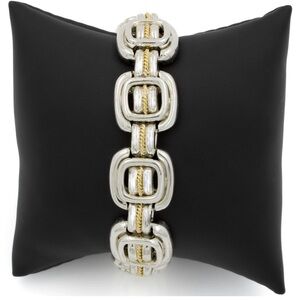 RARE Tiffany & Co. 925 18K Yellow Gold Double Square Link 7.5in Bracelet